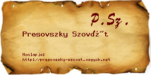 Presovszky Szovát névjegykártya